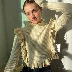 LPA crème ruffle sweater